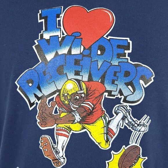 I Love Wide Receivers T Shirt Vintage 80s 90s Football Las Vegas 50/50 - Picture 2 of 7